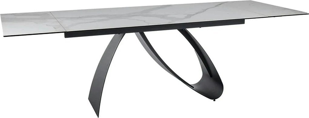 Masa extensibila DIUNA, alb/negru, sticla securizata/ceramica/metal, 1