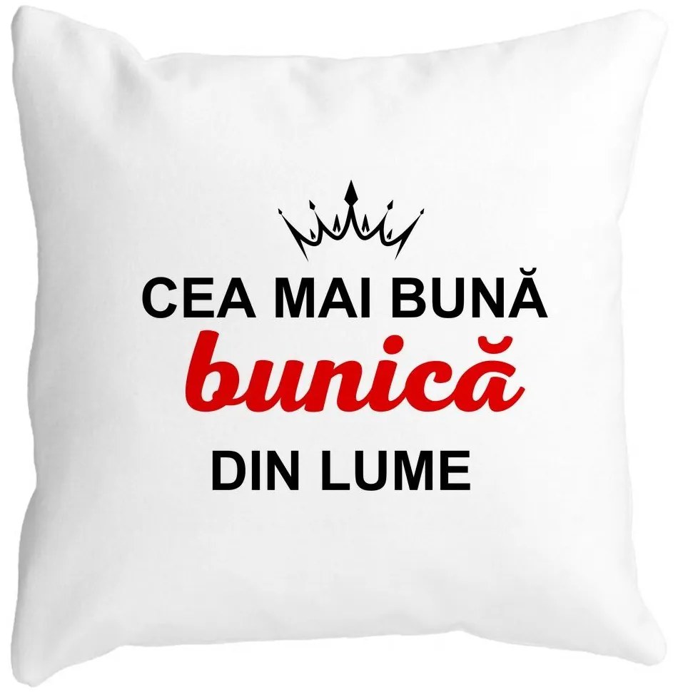 Perna Decorativa pentru Bunica 9, 40x40 cm, Alba, Mata, Husa Detasabila, Burduf