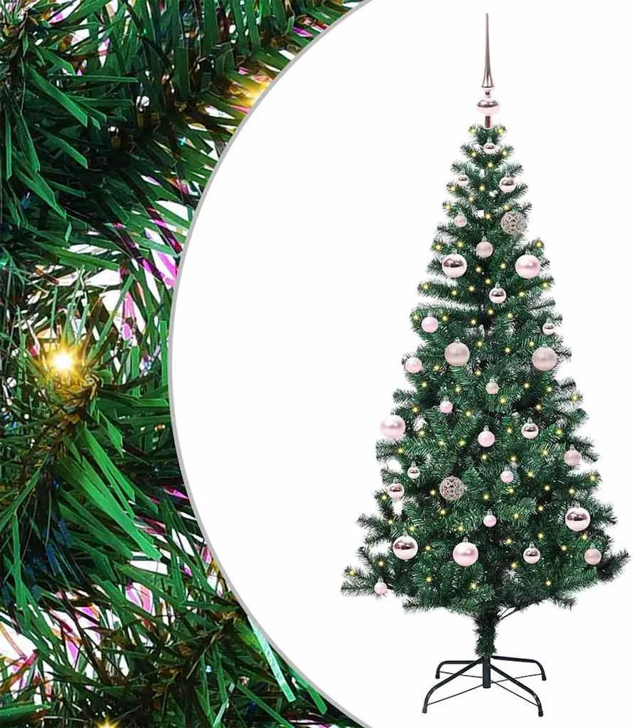 vidaXL Pom de Crăciun artificial pre-iluminat cu 150 LED Verde 150 cm