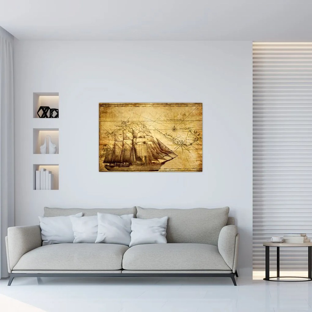 Tablou - Harta veche (90x60 cm)