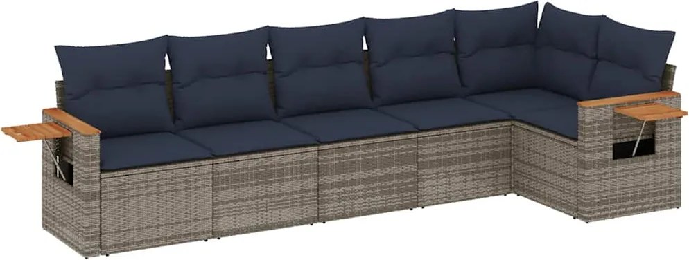 vidaXL Set canapele de grădină cu perne, 6 piese, gri, poliratan