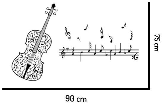 Autocolant de perete "Vioara și note muzicale" 90x75 cm