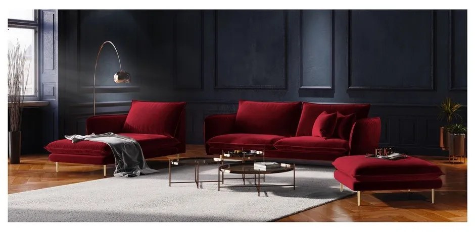 Canapea cu tapițerie din catifea Cosmopolitan Design Florence, roșu, 160 cm