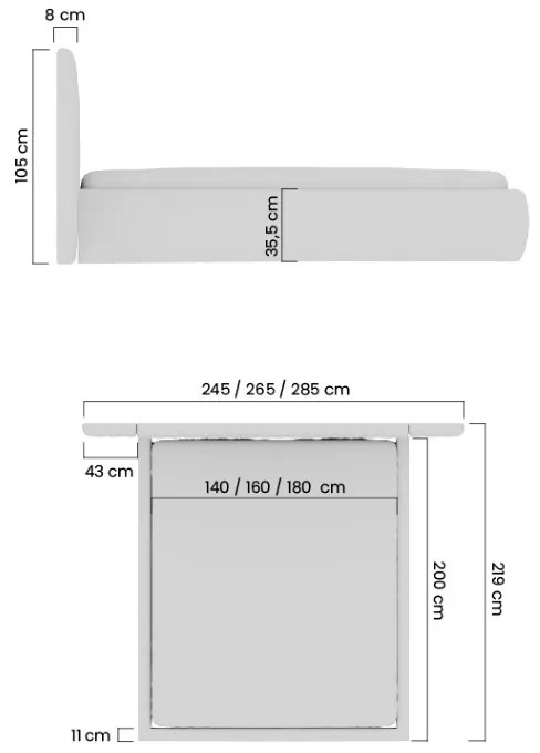 Pat tapițat Galin cu spațiu de depozitare 160x200 - stofă velur gri Velluto 15