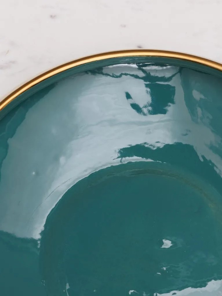 Bol verde, din ceramica, 34.5 cm, Corfou