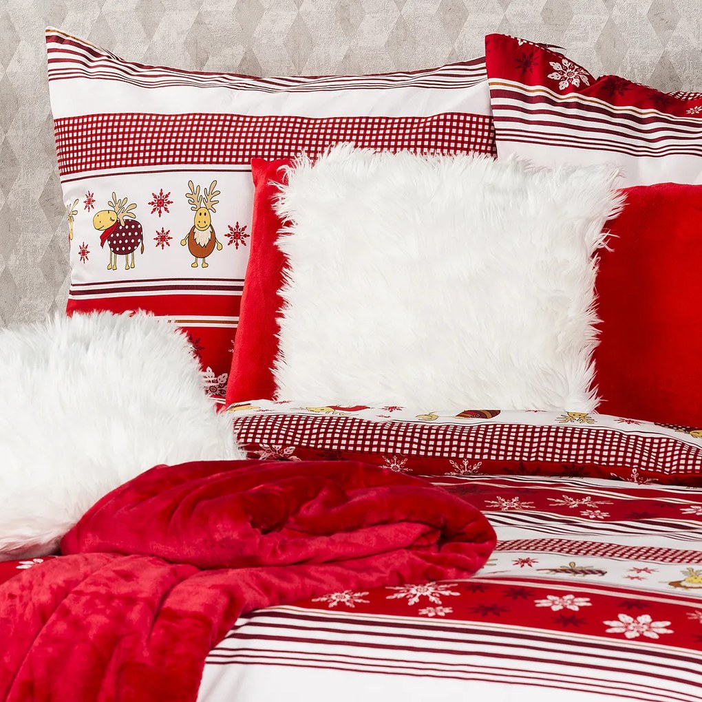 Lenjerie pat Crăciun 4Home Renii, din bumbac, 160 x 200 cm, 70 x 80 cm