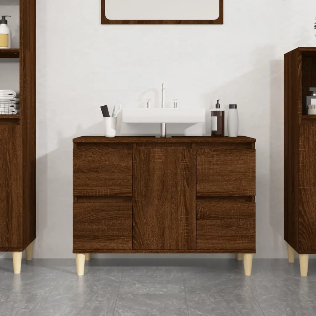 821275 vidaXL Dulap de chiuvetă, stejar maro, 80x33x60 cm, lemn prelucrat