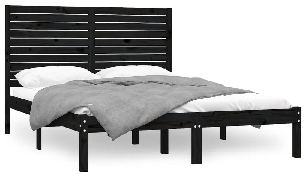 3104622 vidaXL Cadru de pat, negru, 160x200 cm, lemn masiv