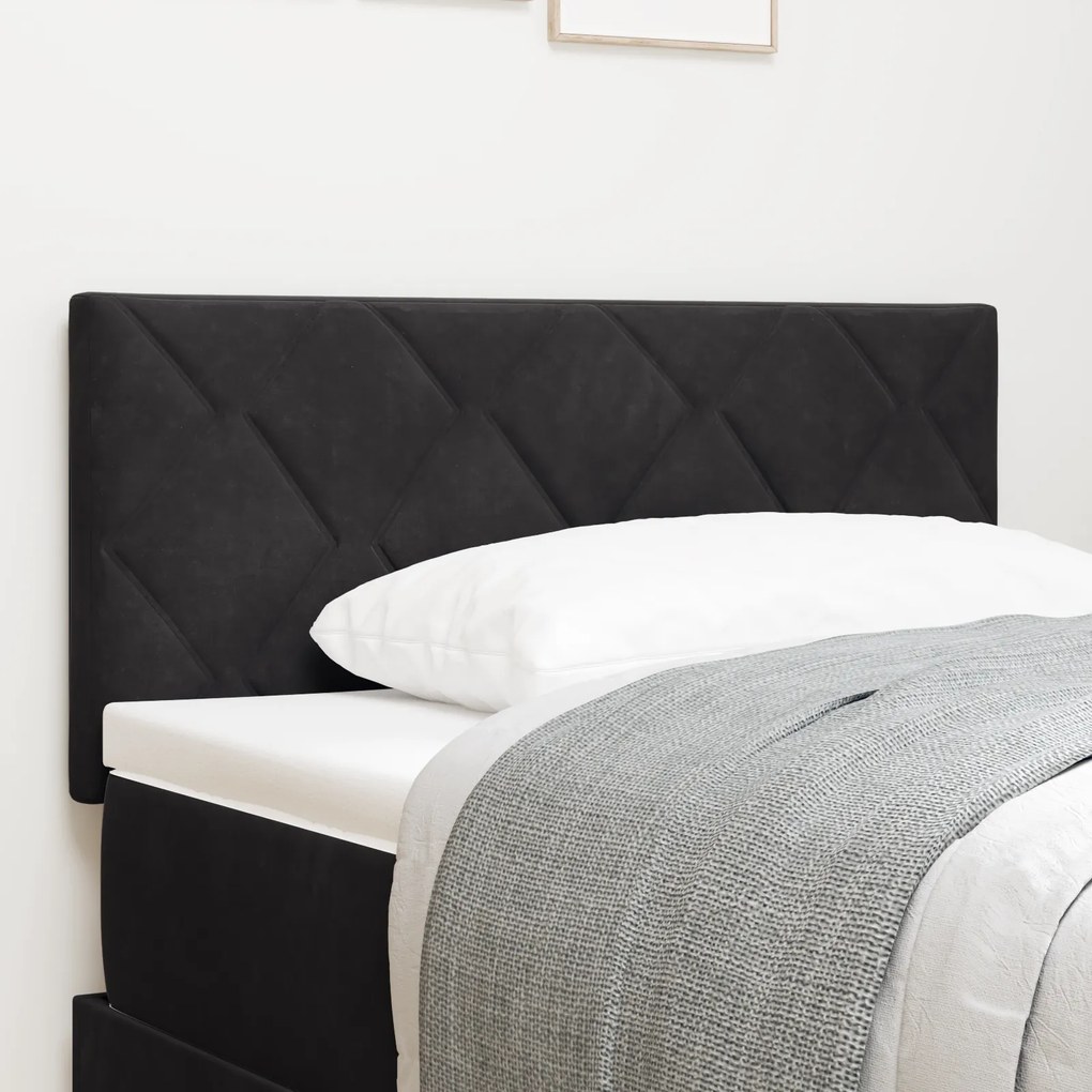 vidaXL Tăblie LED cu lumini cu bandă LED Geometric Negru 90 cm Catifea