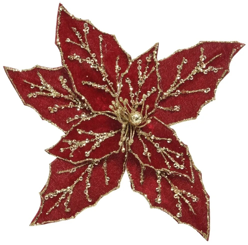 Decoratiune Poinsettia, Decoris, 20x5 cm, plastic, roz