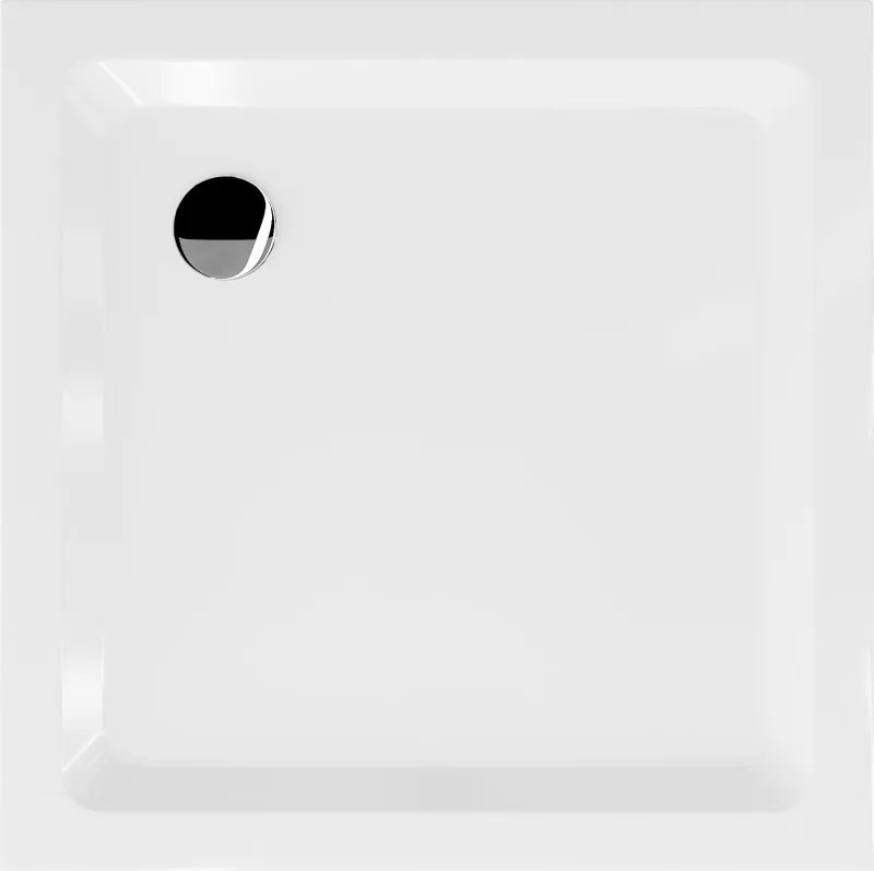 Mexen Flat tava de duș pătrată slim 90 x 90 cm, albă, sifon cromat - 40109090