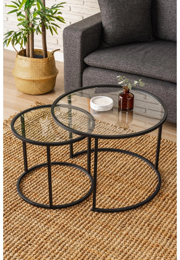 Set măsuțe cafea Besalur (Negru). 1107793