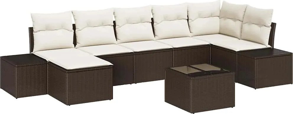 vidaXL Set de canapele pentru grădină cu pernă 7 pcs Maro poliratan