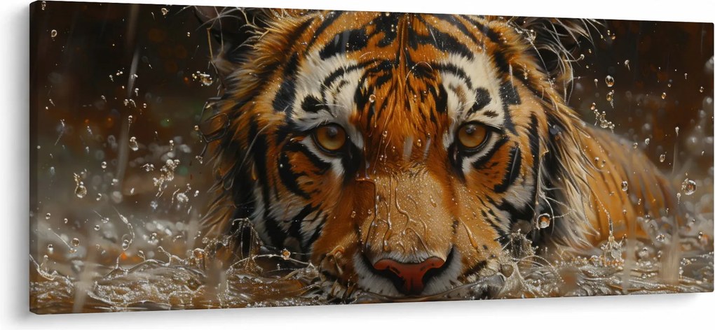 Tablou - Portret de tigru în apă (120x50 cm)