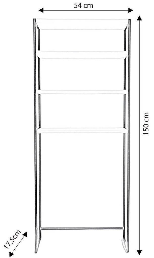 Dulap De Baie Salzgitter cu 4 Rafturi si cadru Metal, Alb, 54 X 150 X 18 Cm