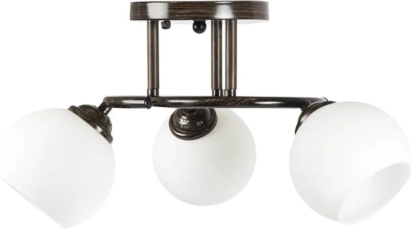 Lustra Ramona Wenge cu 3 Abajururi Albe 44cm, Design Modern pentru Sufragerie, corp iluminat elegant cu soclu E27 eficient energetic si durabil