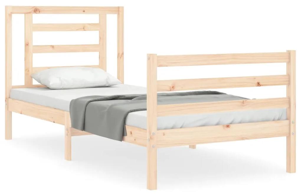 3194666 vidaXL Cadru de pat cu tăblie single, lemn masiv