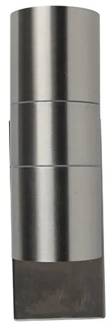 Lampă de perete exterioară din oțel cu 2 lumini IP44 cu senzor crepuscular - Duo