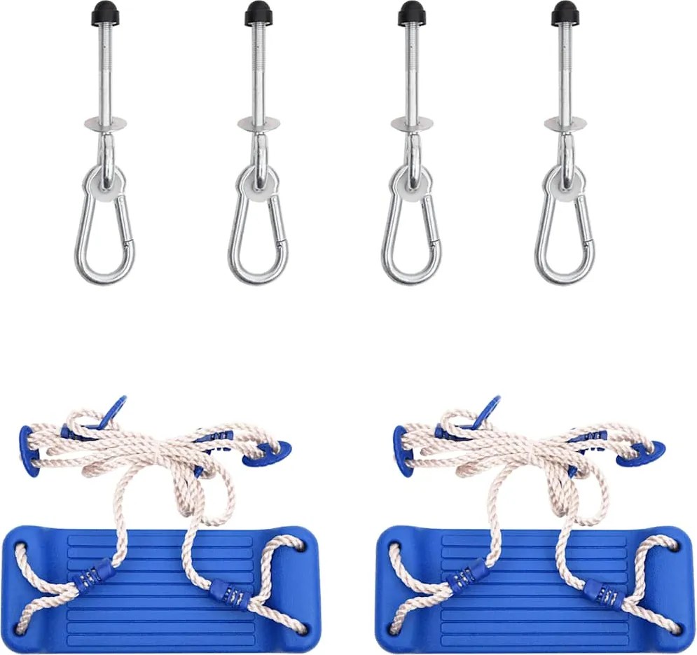 vidaXL Scaune leagăn 2 buc. cu pietre de cățărare albastru polietilenă