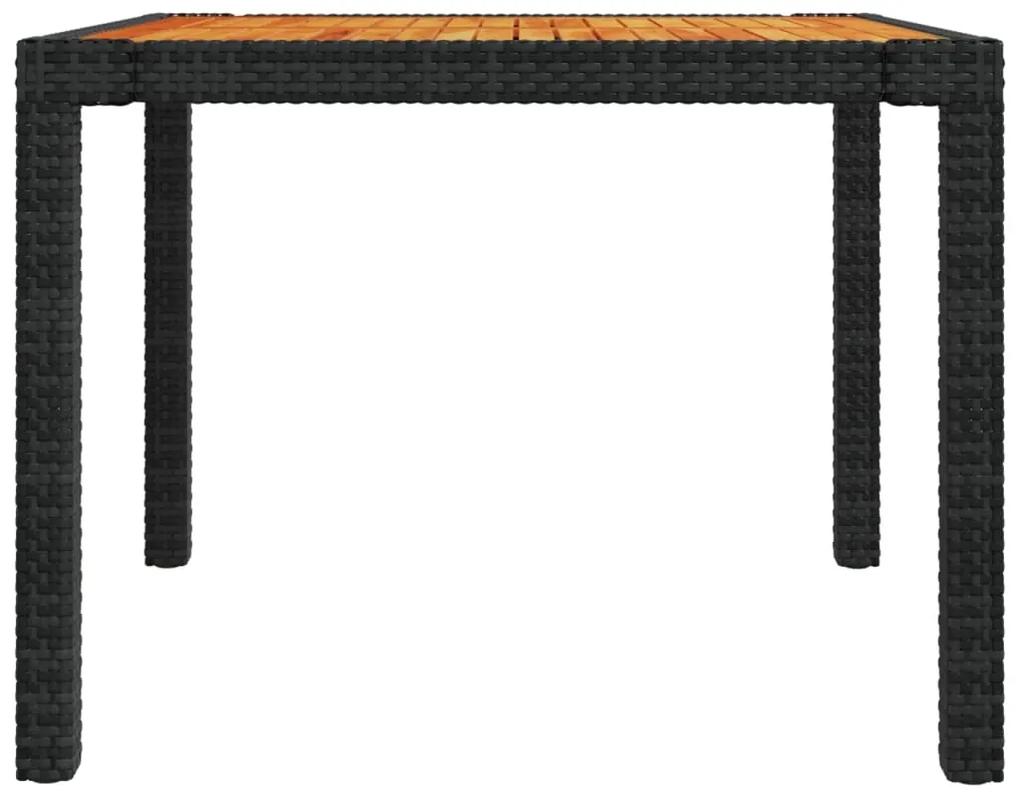Set mobilier de exterior cu perne, 3 piese, negru, poliratan negru si maro, Lungime masa 90 cm, 3