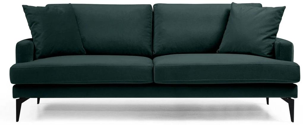 Canapea Fixă AZURRO, 3 locuri, 205x90x85 cm, Velutto-Verde