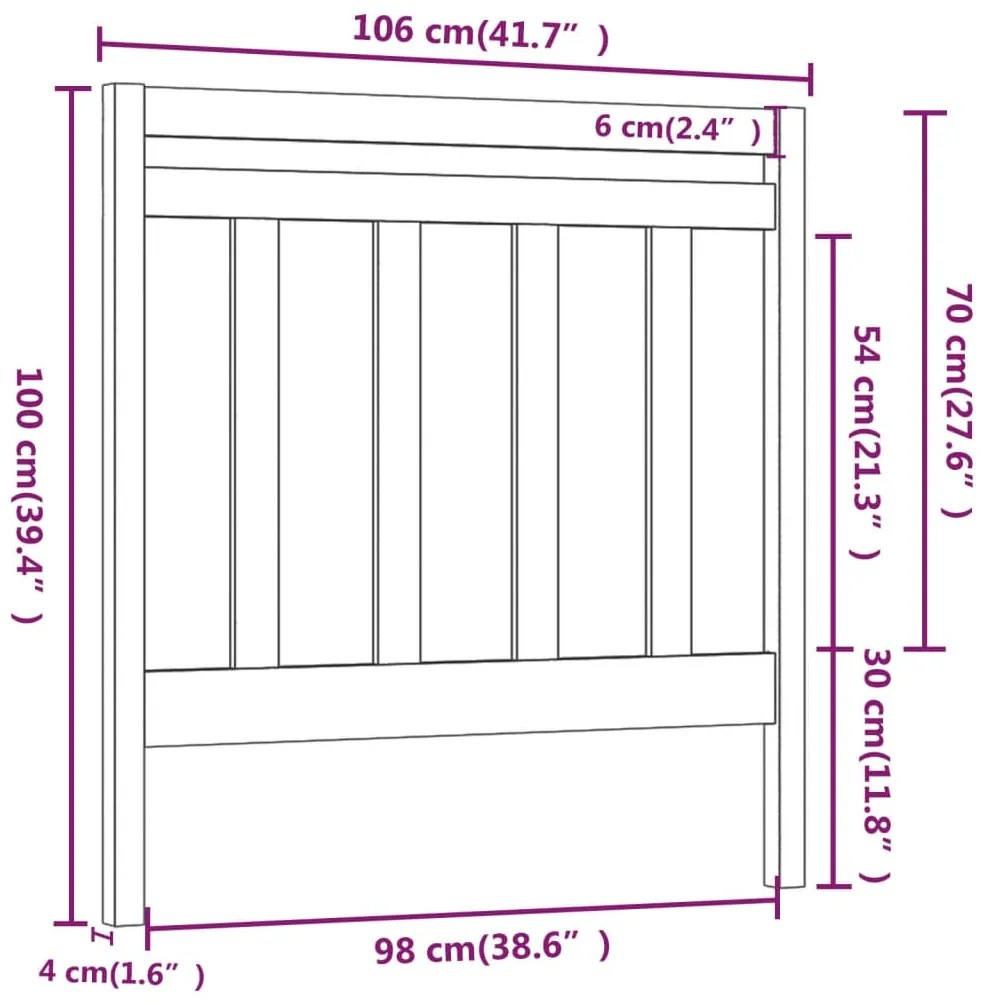 Tablie de pat, maro miere, 106x4x100 cm, lemn masiv de pin maro miere, 106 x 4 x 100 cm, 1