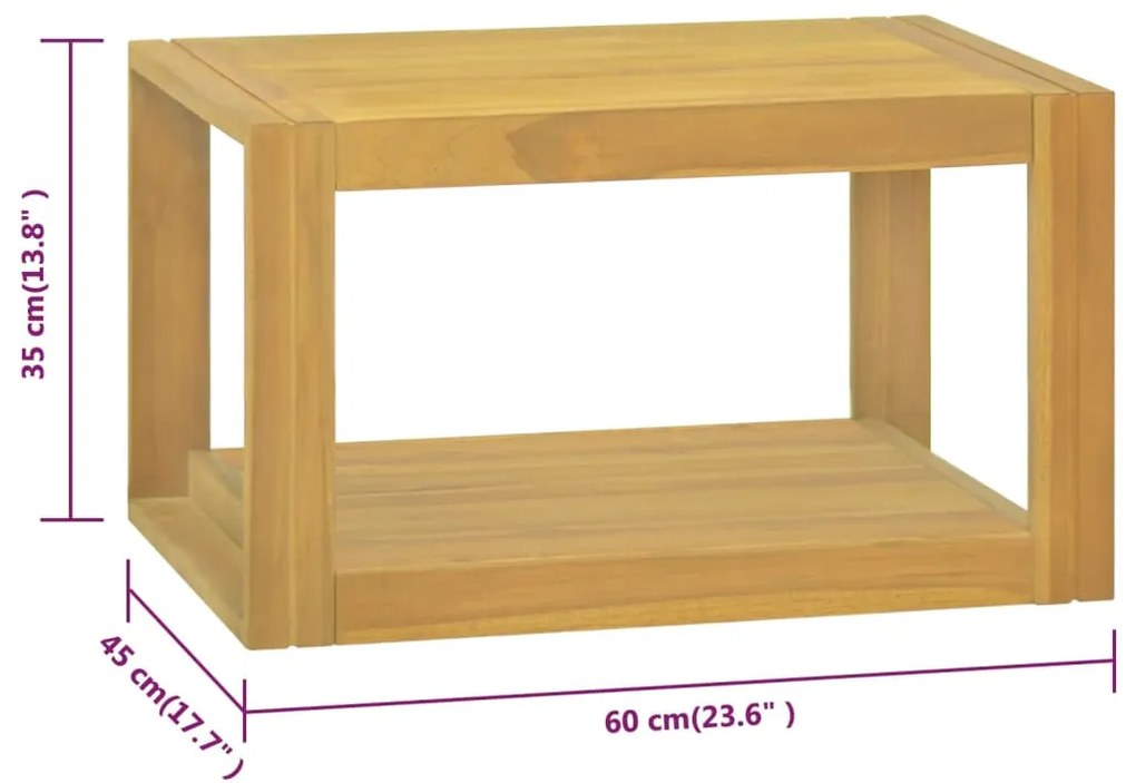 Dulap de baie suspendat, 60x45x35 cm, lemn masiv de tec Maro, 60 x 45 x 35 cm, 1