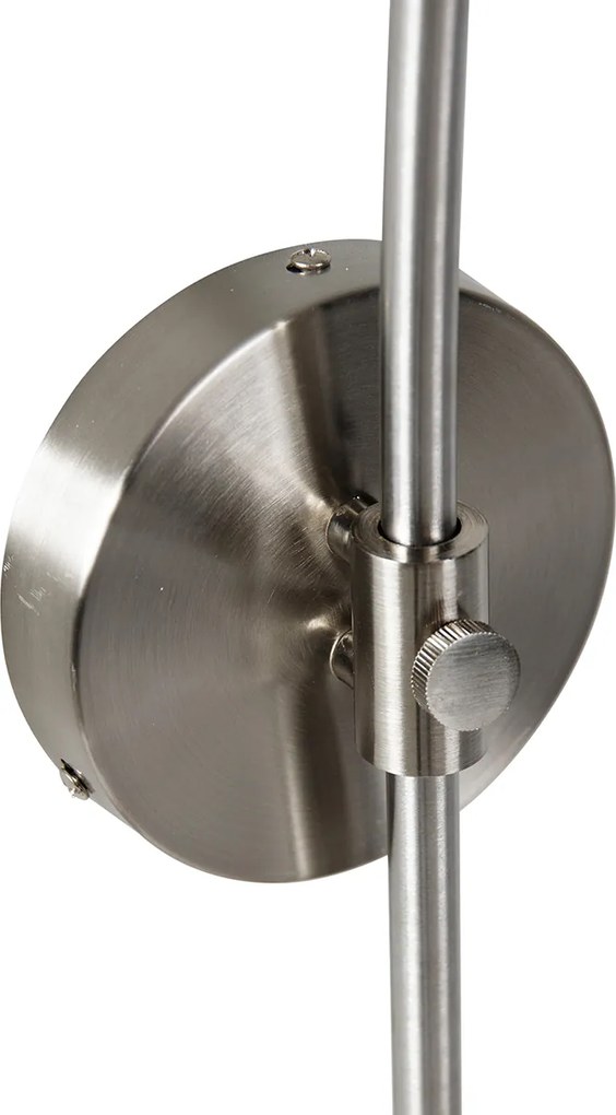 Lampă de perete arcuită inteligentă din oțel cu abajur alb, incl. WiFi G125 - Bow