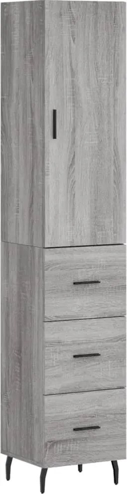 vidaXL Dulap înalt, gri sonoma, 34,5x34x180 cm, lemn prelucrat