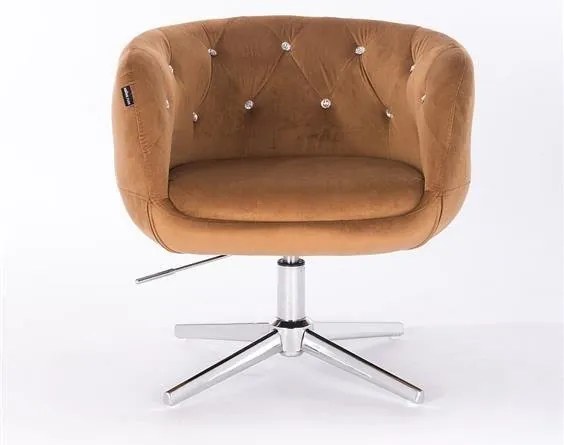HR333CROSS Scaun Galben Miere Catifea cu Bază Cromata