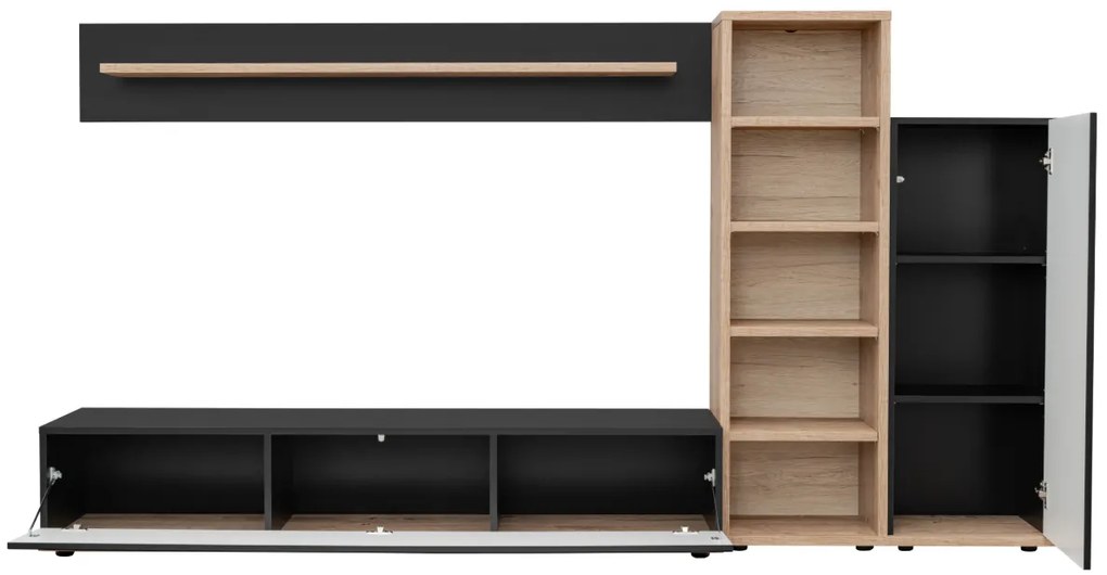 Living Sufragerie moderna, 240 cm lungime x 127 cm inaltime x 40 cm adancime, stejar  negru