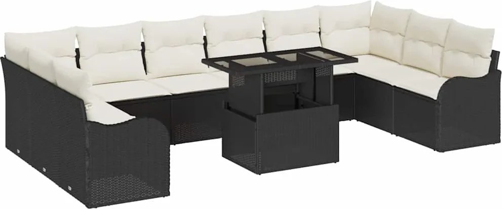 vidaXL Set de canapele pentru grădină Manual 11 pcs Negru Poli Rattan