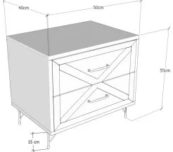 Noptieră FELICITA 55x50 cm neagră/maro