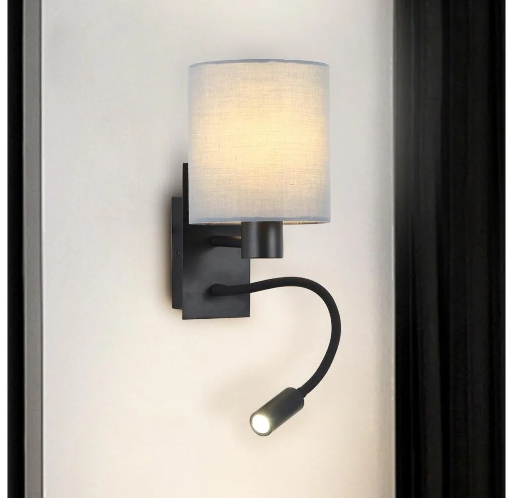 Lampă LED flexibilă de perete Brilagi 1xE27/25W/230V + LED/3W negru/gri