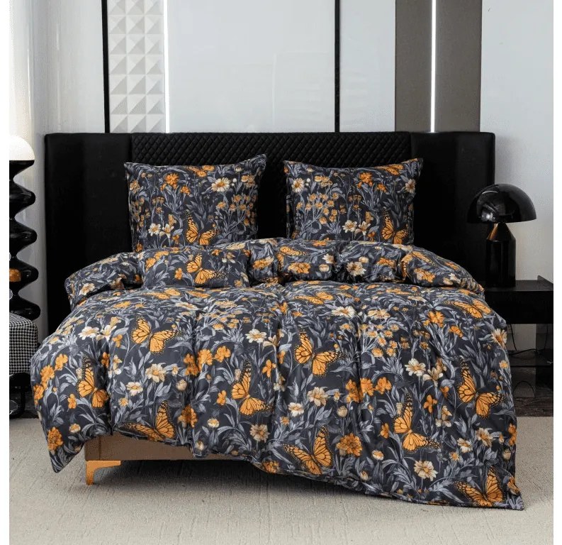 Lenjerie de pat din microfibra BUTTERFLY GARDEN albastru-gri Dimensiune lenjerie de pat: 2 buc 70 x 90 cm | 200 x 220 cm
