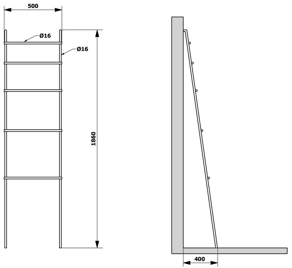 SAPHO SE121 Suport prosop Debut 50 x 186 x 3,2 cm,negru mat