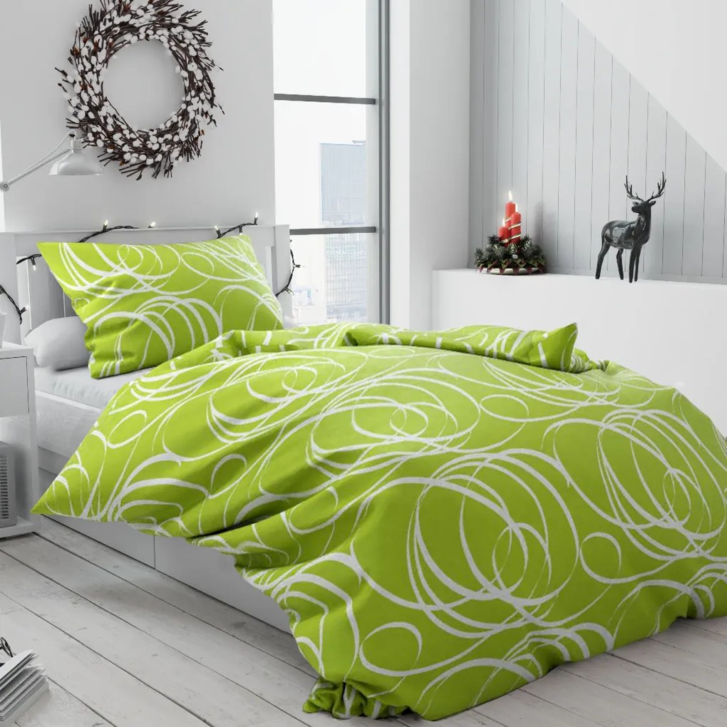 Lenjerie de pat bumbac Aromis verde Tip plic hotel Dimensiune lenjerie de pat: 70 x 90 cm | 140 x 220 cm