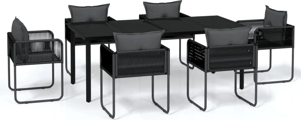 vidaXL Set de servit masa pentru grădină, 7 piese, negru