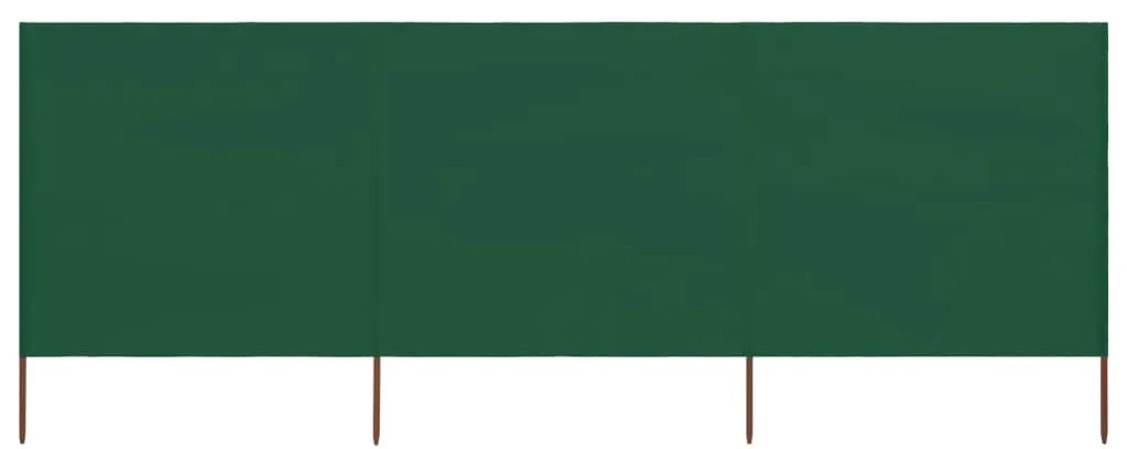 vidaXL Paravan anti-vânt cu 3 panouri, verde, 400 x 80 cm, textil