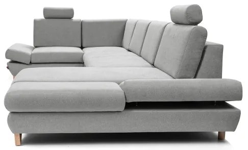 Colțar extensibil AVESTA în formă de U, tapițat, cu spațiu de depozitare, gri