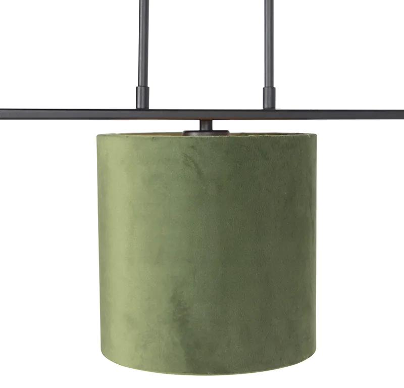 Lampă suspendată cu nuanțe de velur verde cu aur 20cm - Combi 3 Deluxe