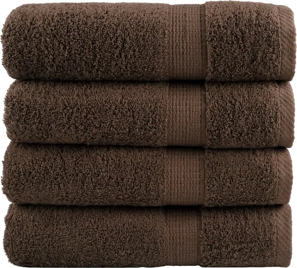 vidaXL Prosoape de baie premium, SOLUND 4 buc maro 100x150cm 600gsm