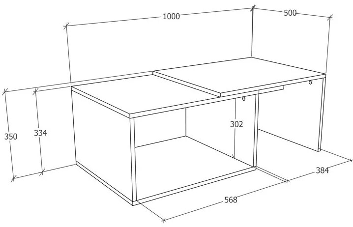 Masuta haaus Orli, Alb/Negru, 100 x 50 x 35 cm