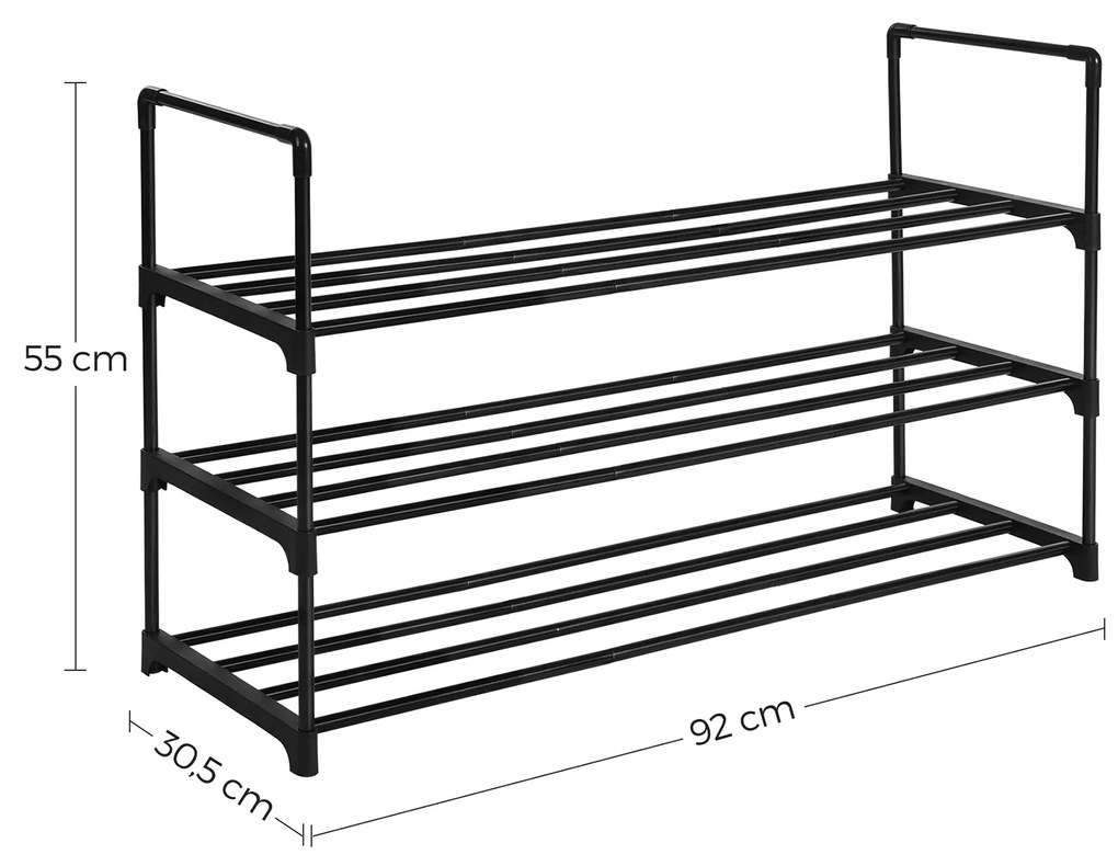 Suport pantofi metalic SHORAC 92x30,5x55 cm negru