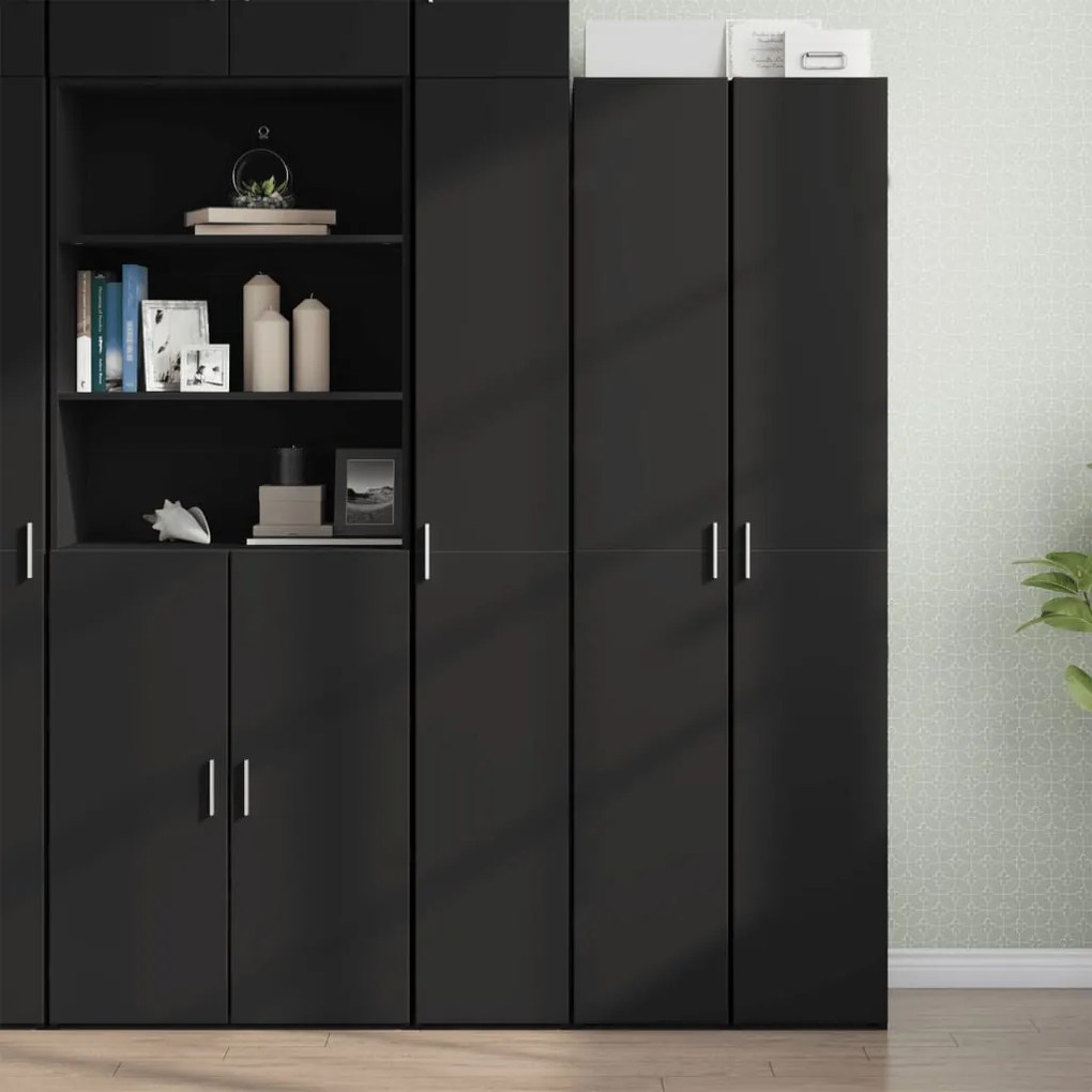 vidaXL Dulap înalt, negru, 30x42,5x185 cm, lemn prelucrat