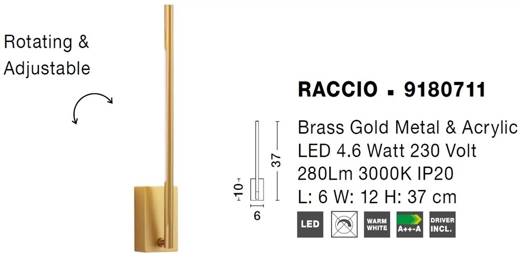 Aplica LED design modern RACCIO auriu