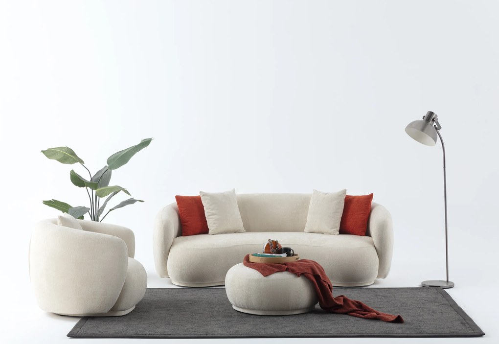 Set canapea cu fotoliu si taburet puf lotte