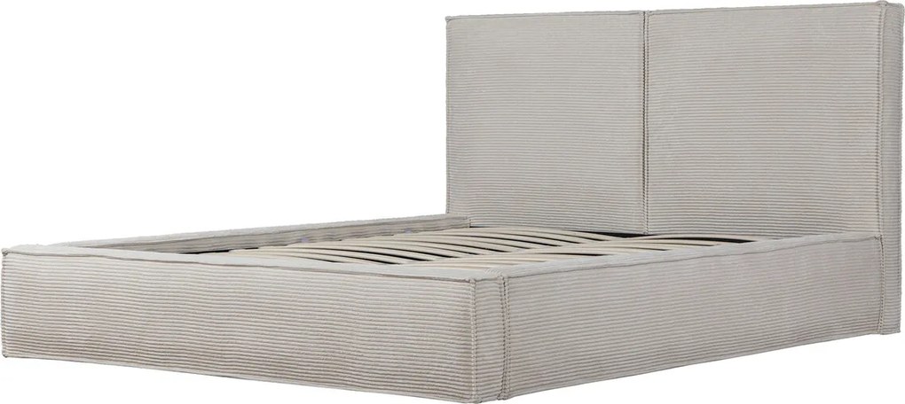 Pat tapitat Austin, 180x200 cm, somiera rabatabila, spatiu depozitare, bej