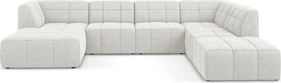 Colțar alb cu tapițerie din țesătură bouclé (în formă de "U") Aloha – Makamii