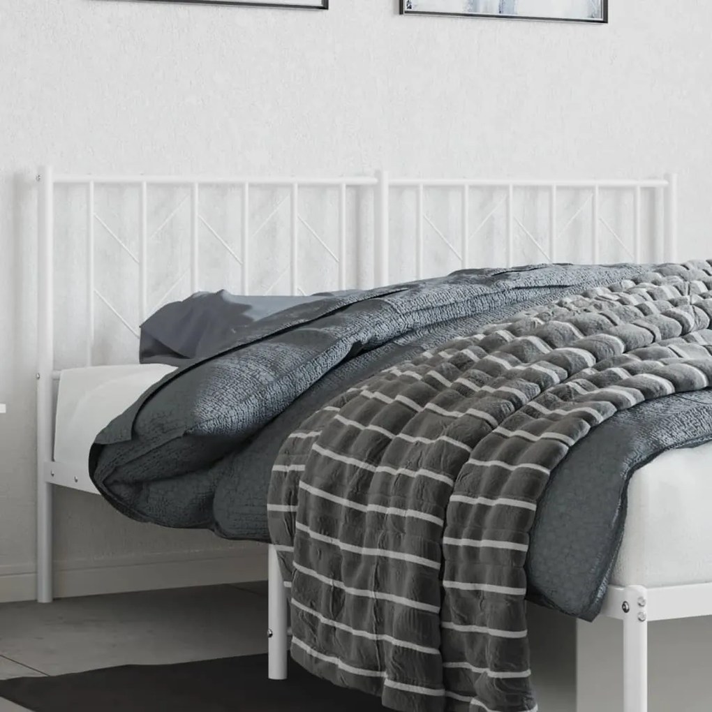 vidaXL Tăblie de pat metalică, alb, 160 cm